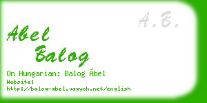 abel balog business card