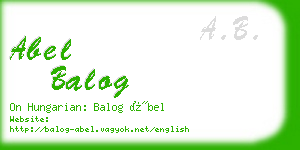 abel balog business card